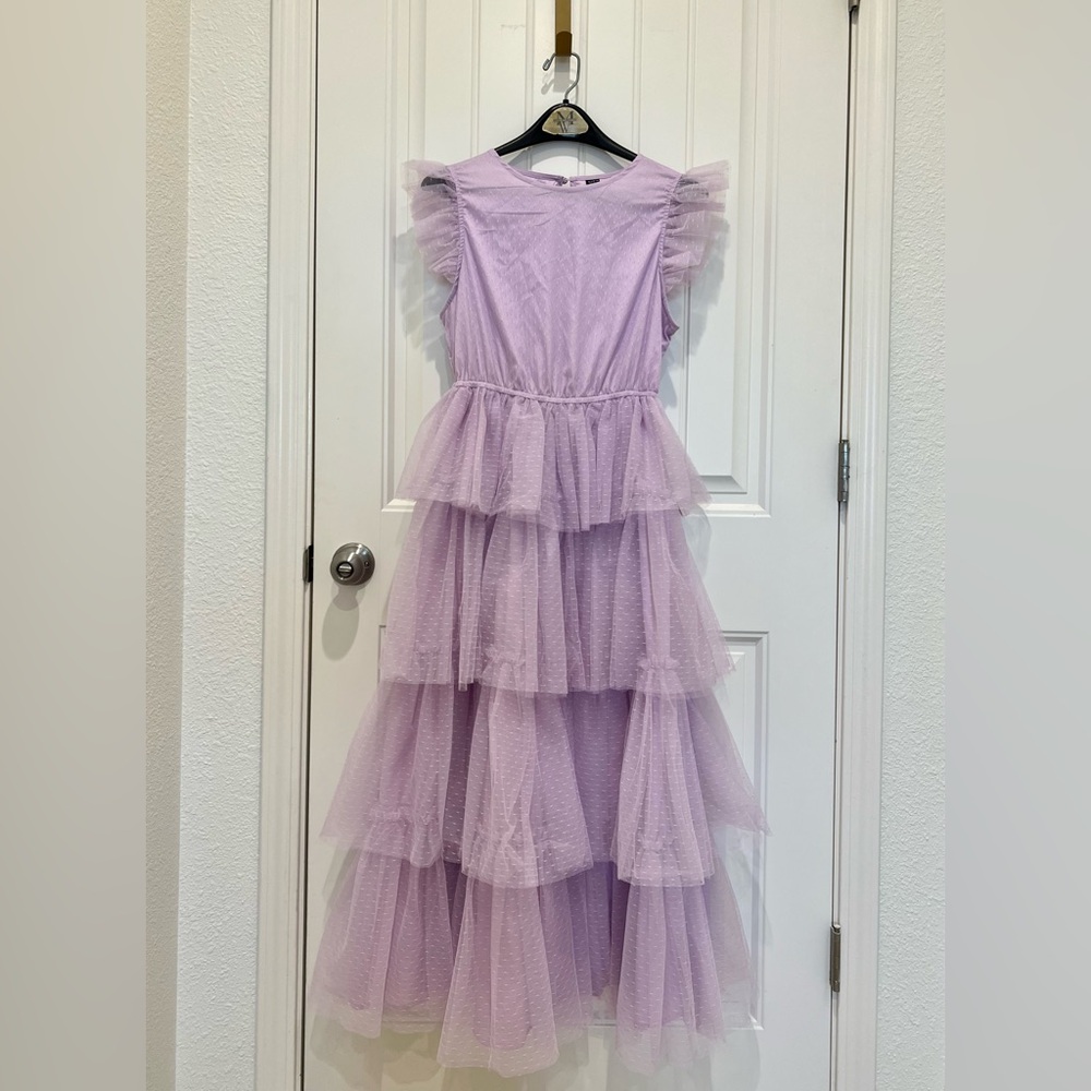 Gorgeous Lavender Tiered Tulle Dress Size M - Picture 3 of 10